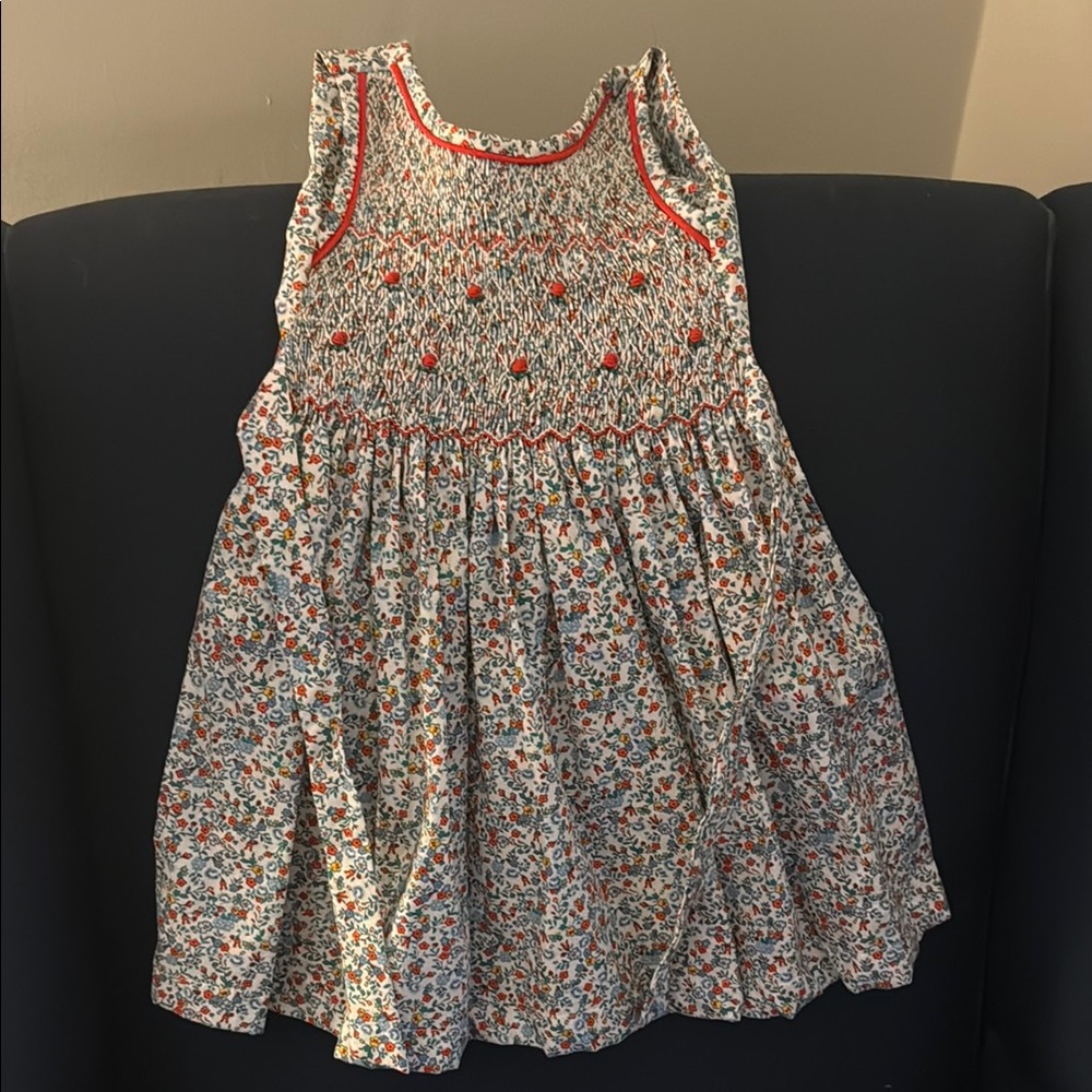 Floral Kids Dress with Red Accents FRENCH 🇫🇷